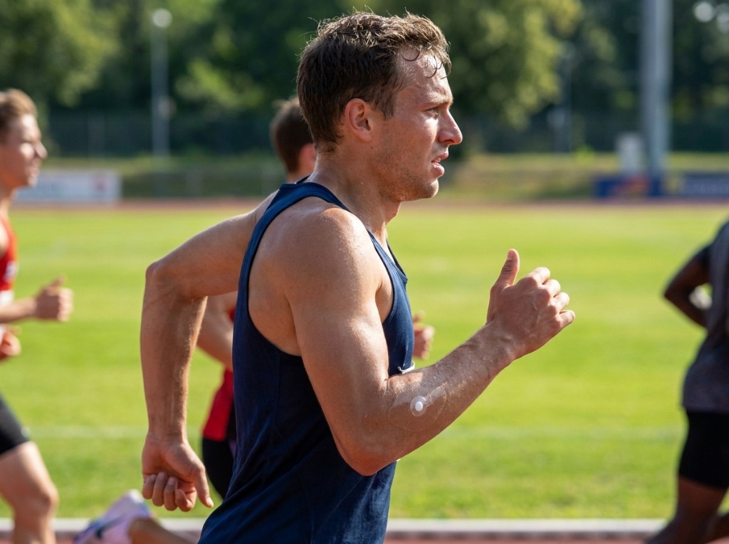 運動員配戴 MyLACTATE 微流道貼片跑步實況
